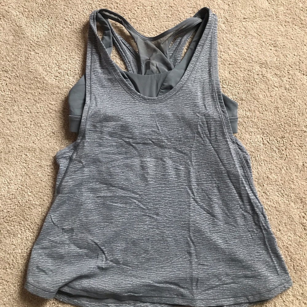 Grey lulu tank with built in bra
